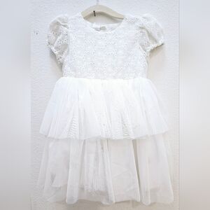 White Lace and Tulle Baby Girl Dress.
